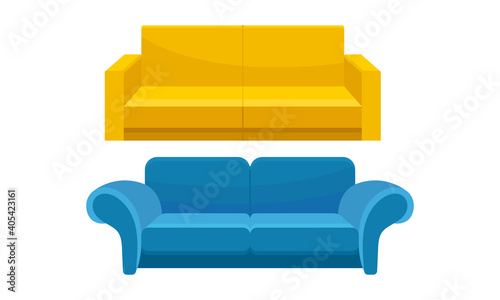Couch or Sofa as Piece of Furniture for Seating Vector Set