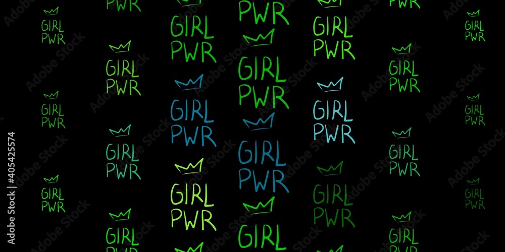 Dark Blue, Yellow vector texture with women's rights symbols.