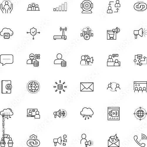 communication vector icon set such as: objective, chatting, structure, protection wifi, cloudscape, hold, director, study, aggregation, point, specialist, candidate, challenge, debate, pictogram