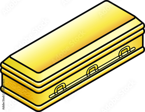 A gold casket/coffin.