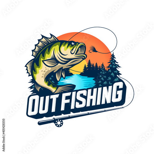 Fishing logo design template illustration . Sport fishing Logo
