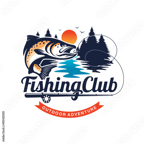Fishing logo design template illustration . Sport fishing Logo
