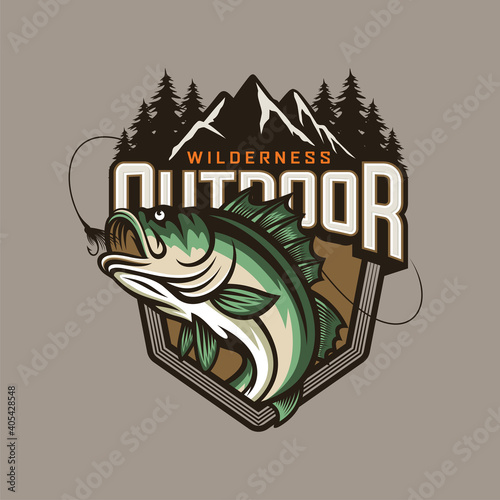 Illustration of a vintage fishing logo concepts. For emblems, labels, symbol, badge, icon, sticker on catching fish. Fish logo design vector template
