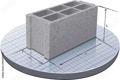 Concrete block and its dimensions (cutout)