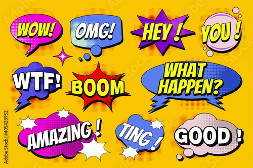 Colourful speech bubbles with different expressions