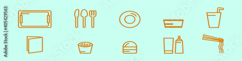 set of canteens cartoon icon design template with various models. vector illustration isolated on blue background