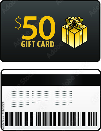 A $50 gift card, front and back, shown front-on.