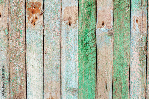 Weathered blue and green wooden background texture. Shabby wood teal or turquoise green painted. Vintage beach wood backdrop. © Ксения Третьякова