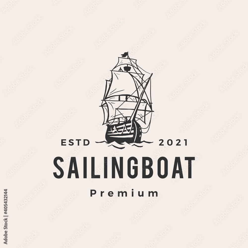 sailing boat hipster vintage logo vector icon illustration