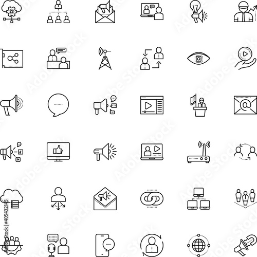 communication vector icon set such as: planning, black, demonstrate, wide, board, student, campaign, leader, broadband, start, sms, lecturer, inbound, linked, lecture, safety, magnet, set, commerce
