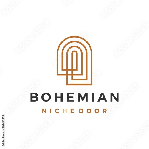 boho niche door bohemian logo vector icon illustration
