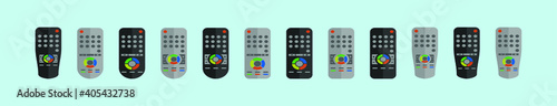 set of remote controls cartoon icon design template with various models. vector illustration isolated on blue background