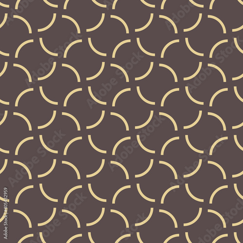 Seamless vector ornament. Modern background. Geometric modern brown and golden wavy pattern