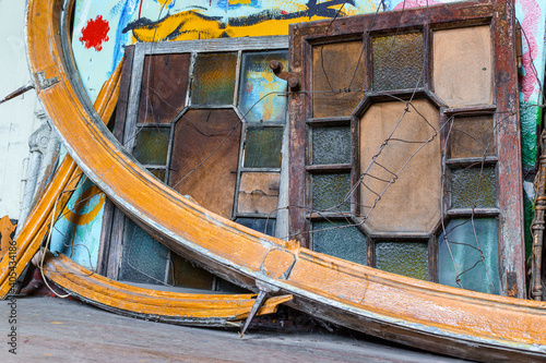 Old frames and stained glass windows