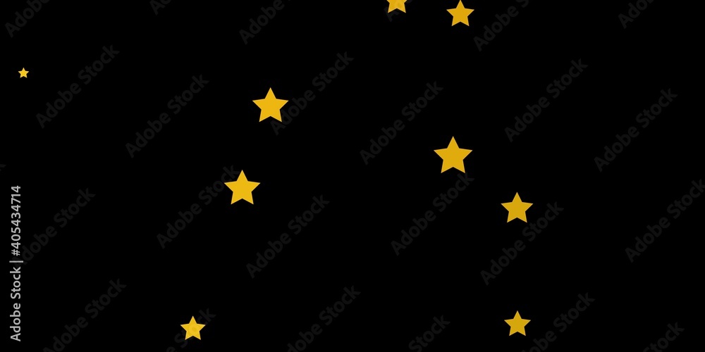 Dark Yellow vector background with colorful stars.