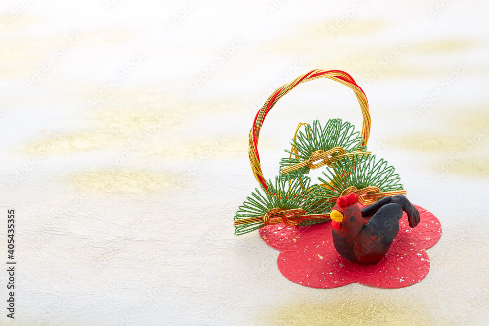 和風年賀状素材 干支 紙粘土 酉 鶏 トリ 酉年 Stock 写真 Adobe Stock