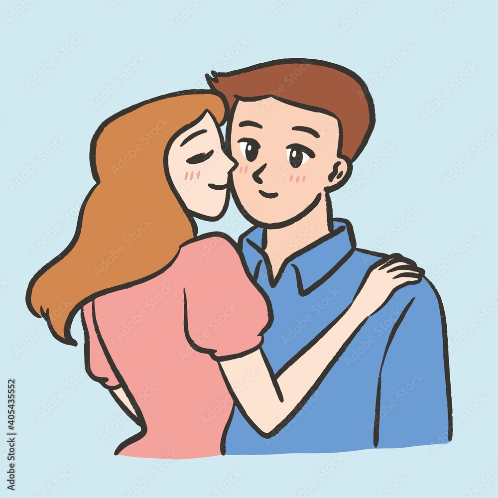 cute cheek kissing romantic illustration hand drawn cute cheek kissing romantic illustration hand drawn