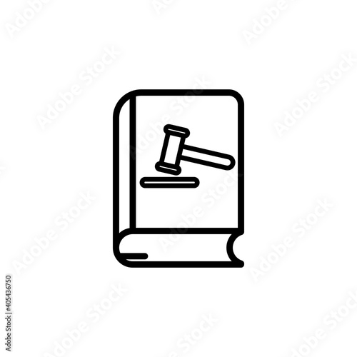 Book line icon with Hammer. legal justice symbol. simple design editable. Design template vector
