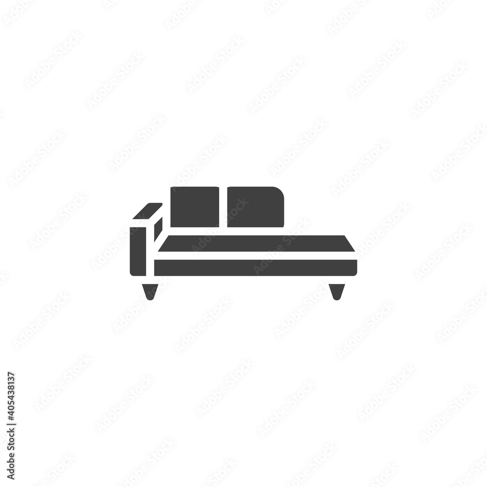 Chaise lounge vector icon. filled flat sign for mobile concept and web design. Sofa furniture glyph icon. Symbol, logo illustration. Vector graphics Chaise lounge vector icon. filled flat sign for mobile concept and web design. Sofa furniture glyph icon. Symbol, logo illustration. Vector graphics
