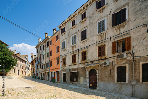 Street scene in old mediterranean town of Rovinj  Croatia.