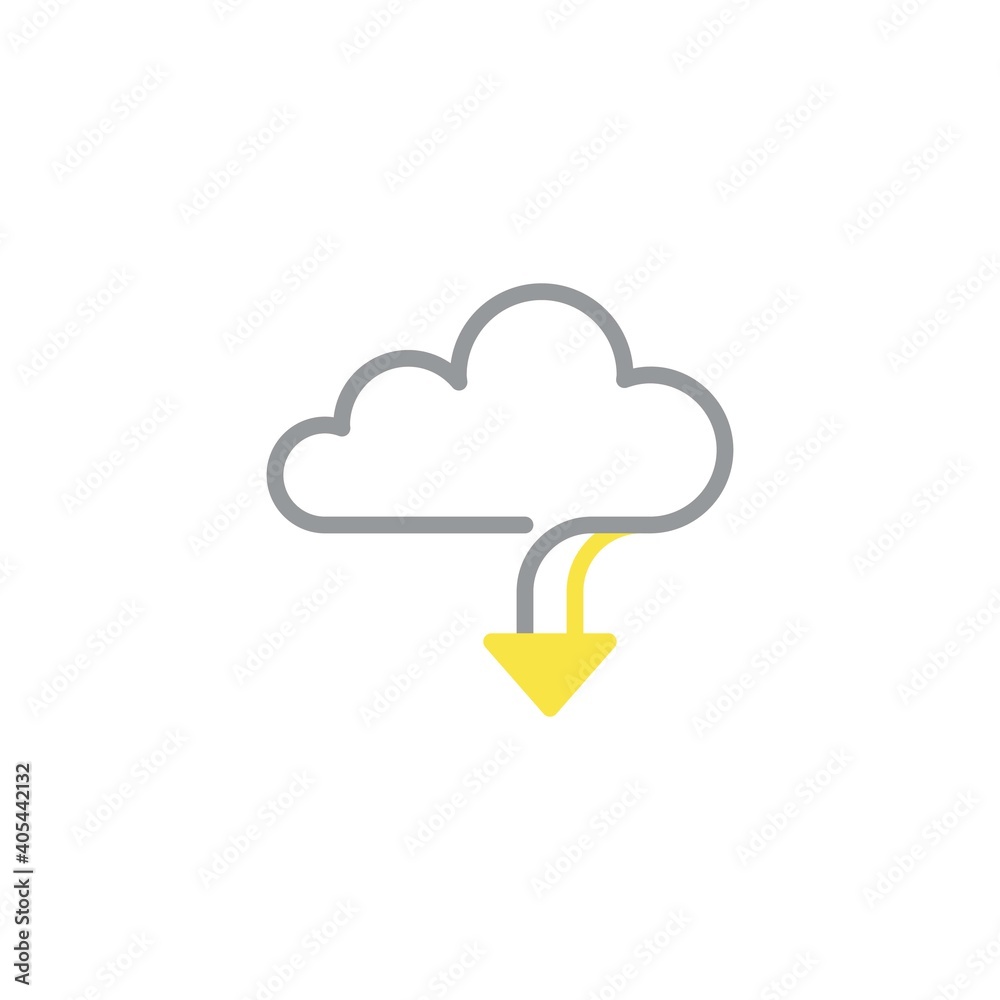 Cloud with arrow down line icon. linear style sign for mobile concept and web design. Upload cloud outline vector icon. Symbol, logo illustration. Vector graphics Cloud with arrow down line icon. linear style sign for mobile concept and web design. Upload cloud outline vector icon. Symbol, logo illustration. Vector graphics