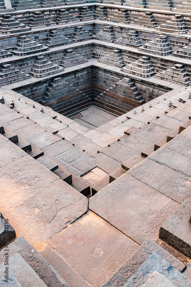 India, Karnataka, Hampi, Empty architectural Stepped Tank of ancient culture in Hampi region, Architecture, Ancient,  Travel, adventure, landscape, india