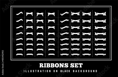 Ribbons vector set illustration on black background