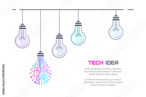Hanging light bulbs with one in form of PCB
