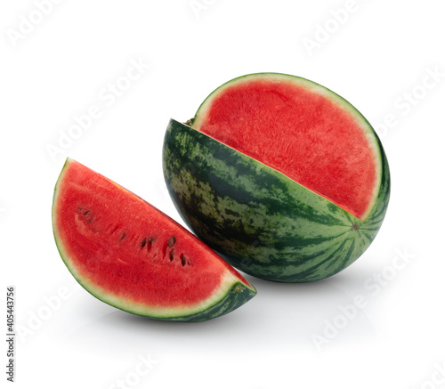 Watermelon Clipping Path. Fresh watermelon half isolated on white background