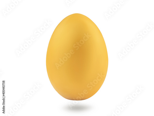 easter colored eggs in yellow, pink and gold, isolate on a white background