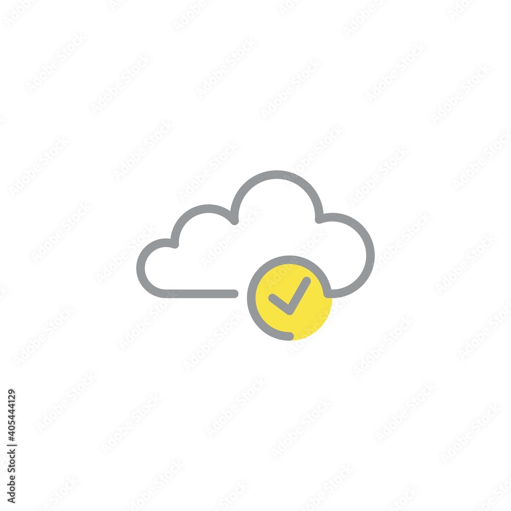 Check cloud line icon. linear style sign for mobile concept and web design. Cloud computing checkmark outline vector icon. Symbol, logo illustration. Vector graphics Check cloud line icon. linear style sign for mobile concept and web design. Cloud computing checkmark outline vector icon. Symbol, logo illustration. Vector graphics