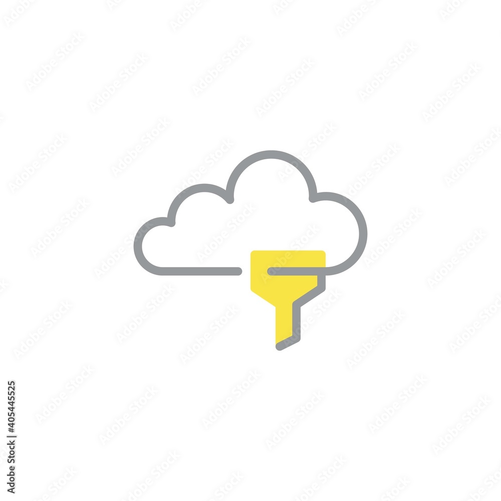 Cloud computing filtering line icon. linear style sign for mobile concept and web design. Data filter outline vector icon. Symbol, logo illustration. Vector graphics