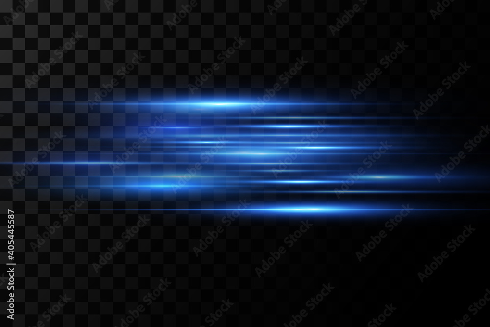Vector illustration of a blue color. Light effect. Abstract laser beams of light. Chaotic neon rays of light .