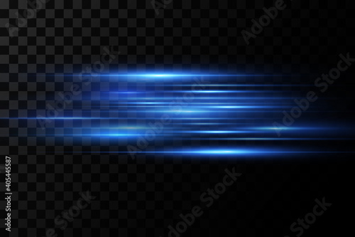 Vector illustration of a blue color. Light effect. Abstract laser beams of light. Chaotic neon rays of light .