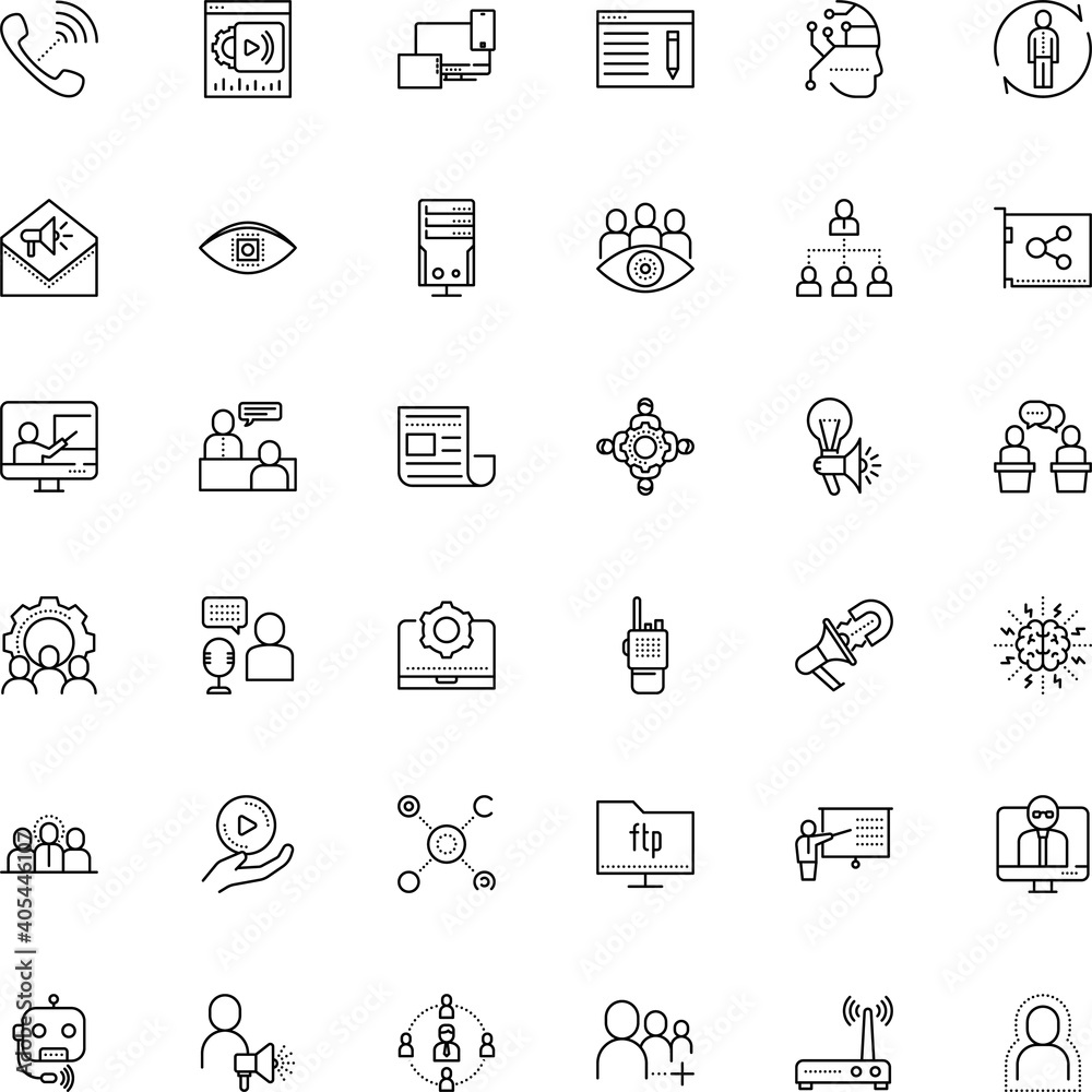 communication vector icon set such as: cell, banner, force, component, public, microphone, page, stay at home, magnet, recruitment, landing, health, coronavirus, scale, currently, content, debating