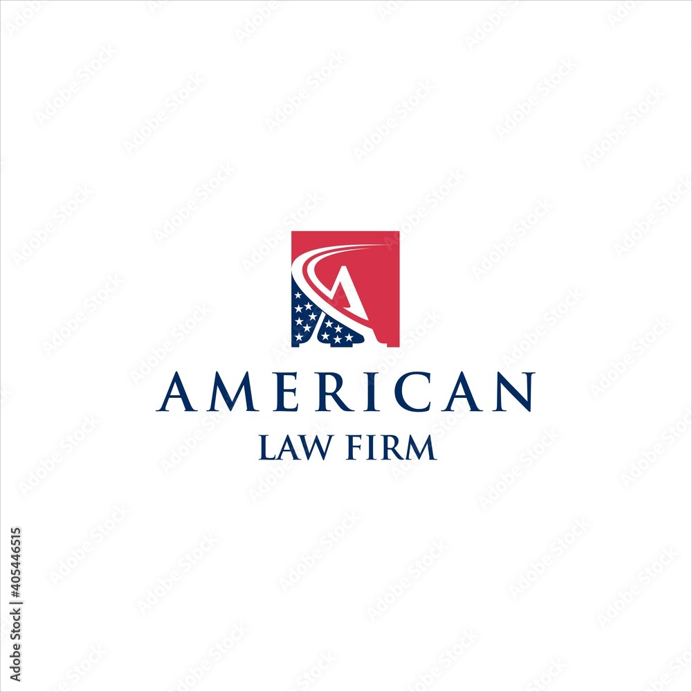 American Law Firm Logo Design, USA Flag Vector Illustration American Law Firm Logo Design, USA Flag Vector Illustration