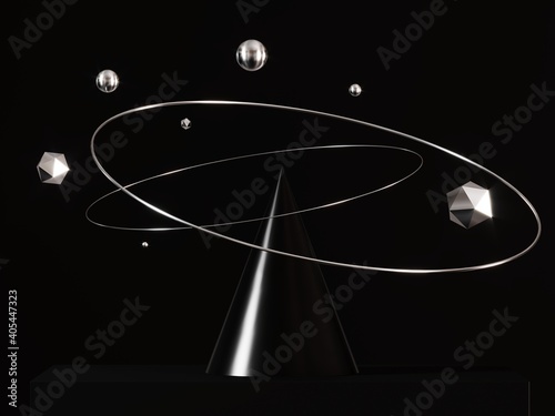 Composition of three-dimensional figures on a plain background, 3D Rendering