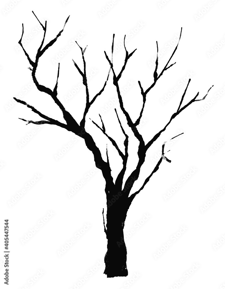 Fototapeta premium silhouette illustration of a dead tree