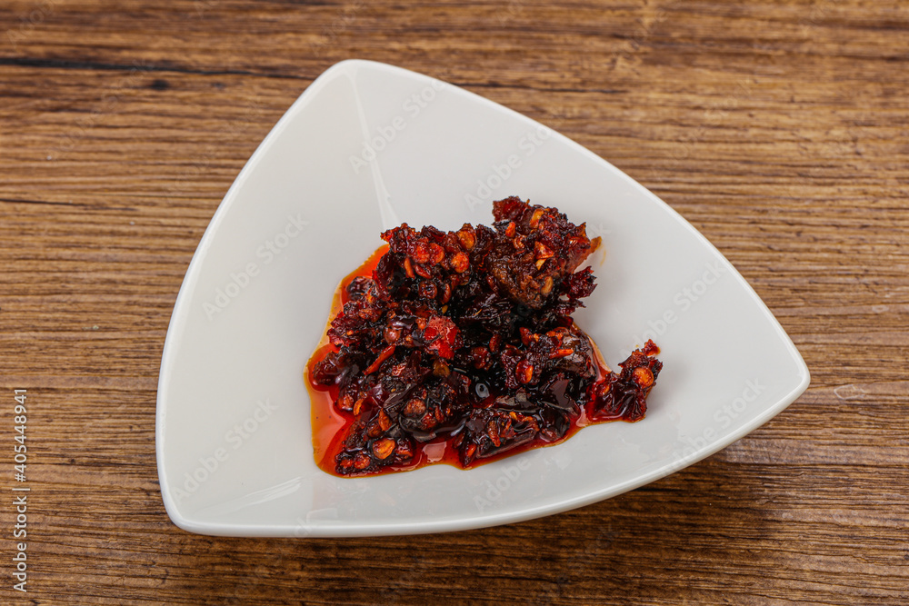 Fried chili pepper sauce with oil Fried chili pepper sauce with oil
