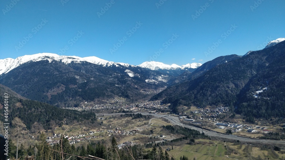 View on the valley. Mount Zoncolan View on the valley. Mount Zoncolan