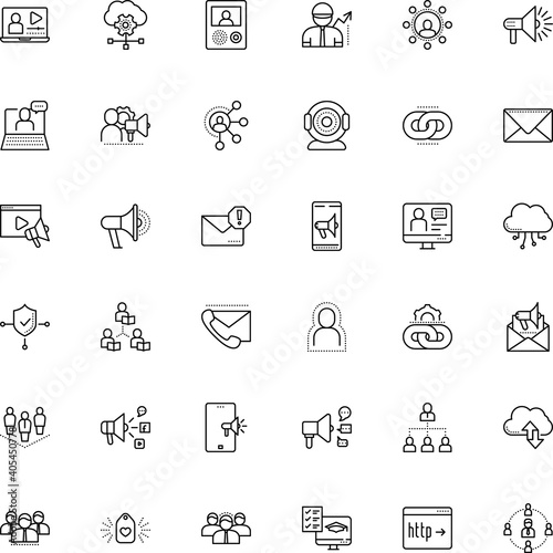communication vector icon set such as: coach, virus, grid, delegation, cloudscape, objective, attention, covid-19, film, company, seminar, leader, lock, health, undesirable, lens, infected