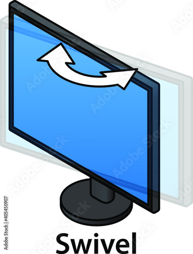 Monitor adjustment diagram: swivel left and right.