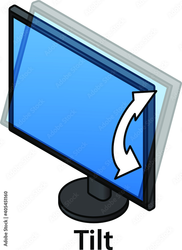 Monitor adjustment diagram tilt forward and backward. Stock Vector