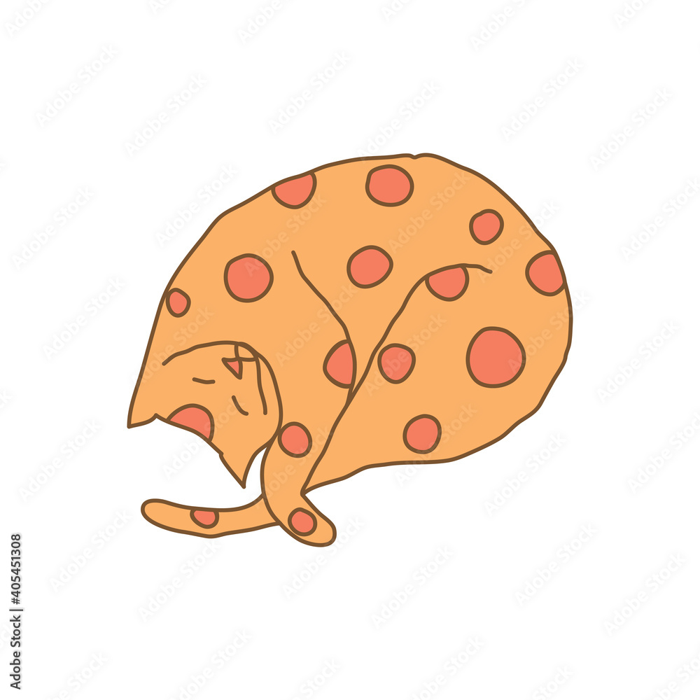 Cosy hand drawn cat with decorations. Circles. Vector illustration. Editable lines. Colored with outlines. Cosy hand drawn cat with decorations. Circles. Vector illustration. Editable lines. Colored with outlines.