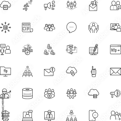 communication vector icon set such as: women, community, hand, cash, bitrate, emergency, financial, interactive, pen, diplomat, detection, money, undesirable, letter, avatar, movement, receiver