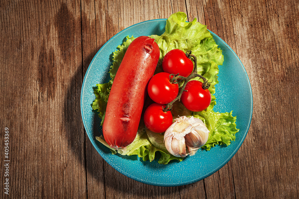 Fried sausage and vegetables Fried sausage and vegetables