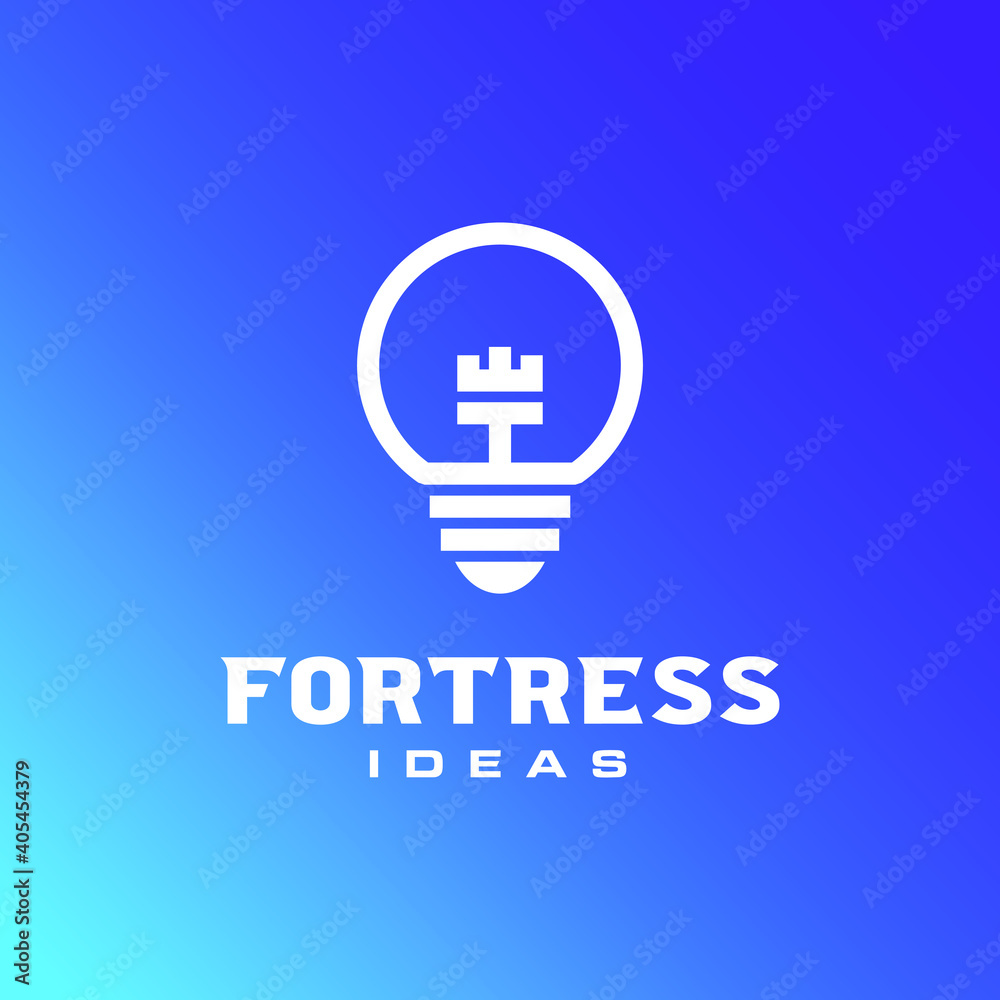 Bulb Lamp for Fortress Ideas Technology Brand Logo Design Graphic Concept Bulb Lamp for Fortress Ideas Technology Brand Logo Design Graphic Concept