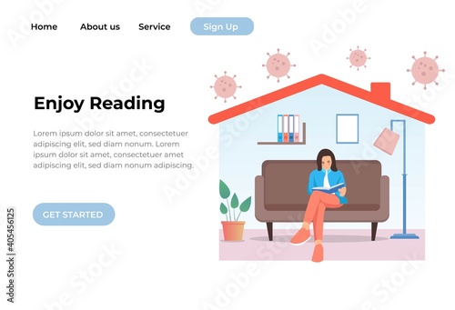 Unique Modern flat design concept of Reading a Book for website and mobile website. Landing page template. Easy to edit and customize. Vector illustration 