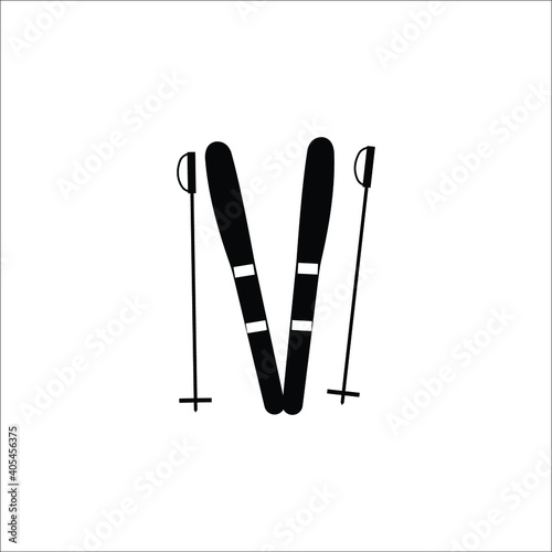 Winter sports pair of ski poles for biathlon vector icons