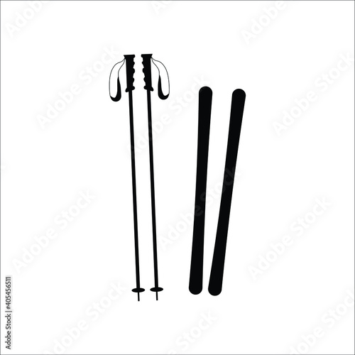 Winter sports pair of ski poles for biathlon vector icons